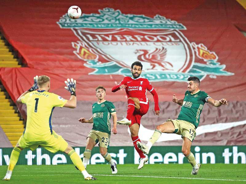 صلاح نجم ليفربول في محاولة أمام مرمى شيفيلد