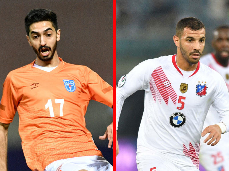اللاعب الدولي فهد الهاجري، ونظيره في كاظمة شبيب الخالدي
