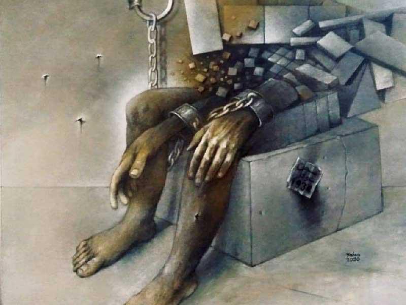 احد اعمال الفنان الفلسطيني التشكيلي عدنان جمعة طه