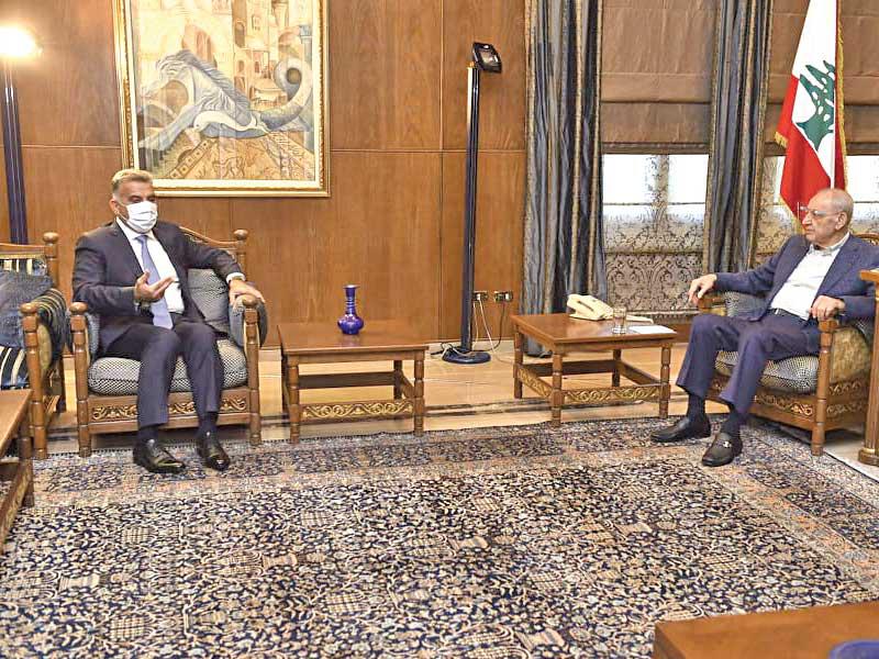 رئيس مجلس النواب نبيه بري مستقبلاً اللواء عباس إبراهيم أمس (الوكالة الوطنية)