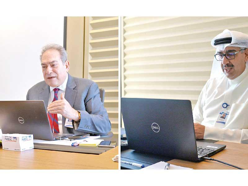 المدير العام للموارد البشرية للمجموعة في بنك الكويت الوطني عماد العبلاني والمستشار القانوني العام رئيس مجموعة الشؤون القانونية في البنك د. جلال  البدري خلال الدورة