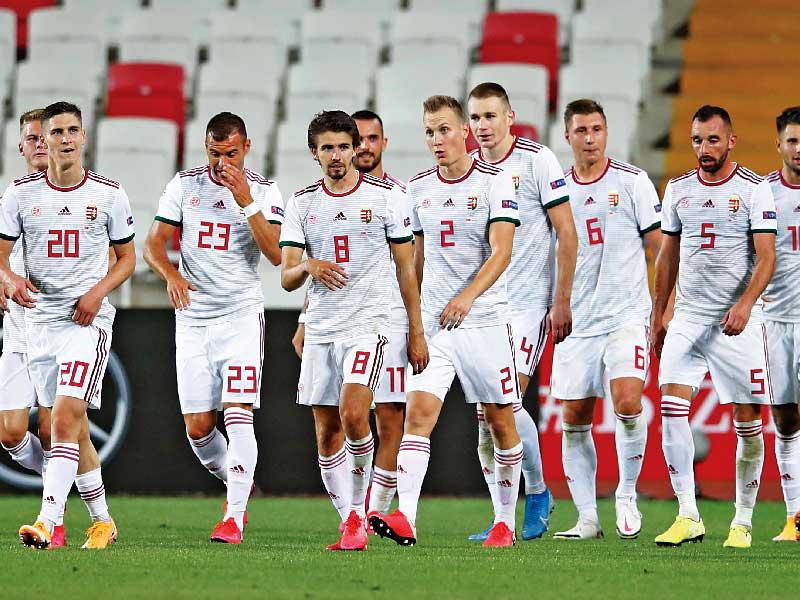 لاعبو منتخب المجر خلال مباراة سابقة