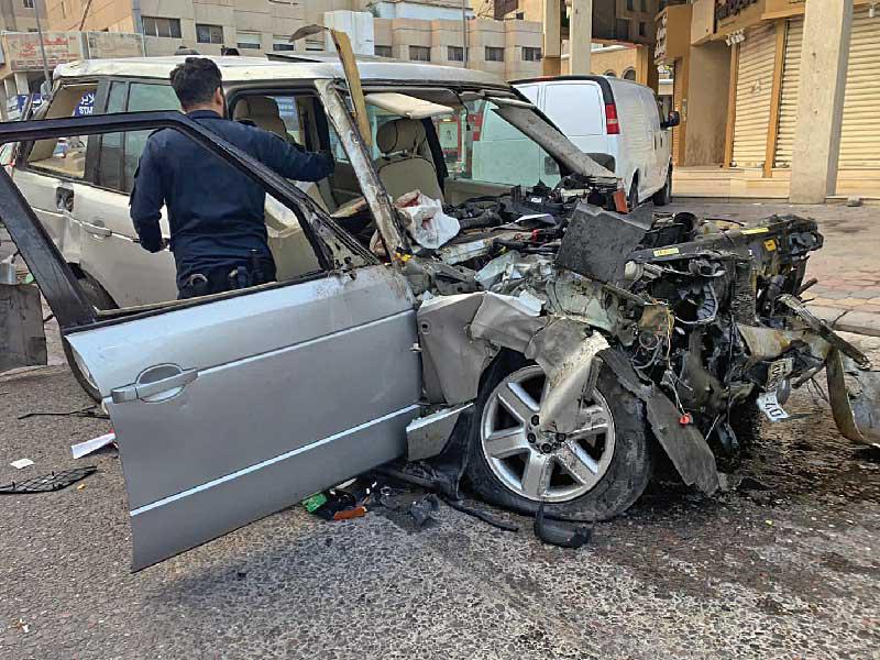 المركبة رباعية الدفع بعد الحادث 