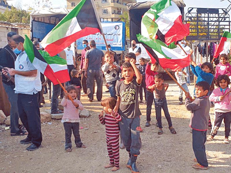 أطفال لبنان يحتفون باللمسة الإنسانية للكويت