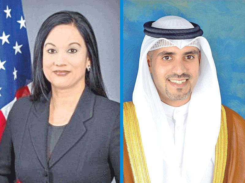  المدير العام لهيئة تشجيع الاستثمار المباشر الشيخ د. مشعل الصباح-مساعدة وزير الخارجية الأميركية للشؤون الاقتصادية والتجارية مانيشا سينغ