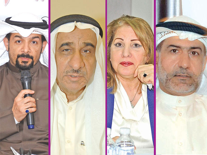 الأمين العام المساعد لقطاع الثقافة د. عيسى الأنصاري - الأديبة ليلى العثمان  - الأديب د. سليمان الشطي - الأديب والناشر فهد الهندال