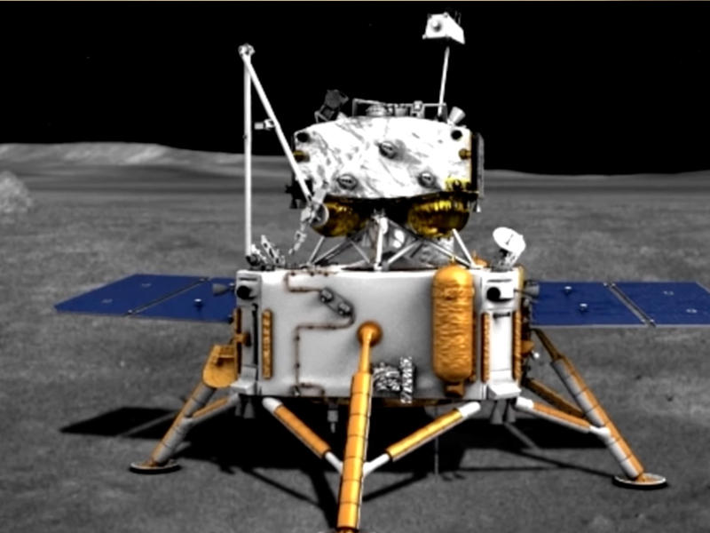 رسم متحرك لمركبة الهبوط Chang'e 5 على سطح القمر