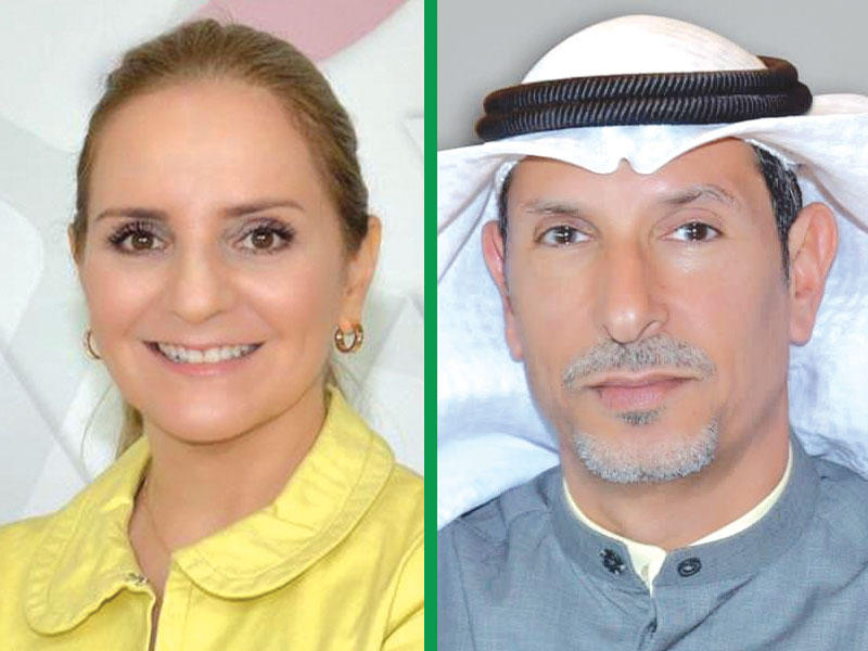 الرئيس التنفيذي لشركة صناعة الكيماويات البترولية المهندس مطلق العازمي  - نائبة الرئيس التنفيذي للمشاريع وتطوير الأعمال المهندسة نادية الحجي 