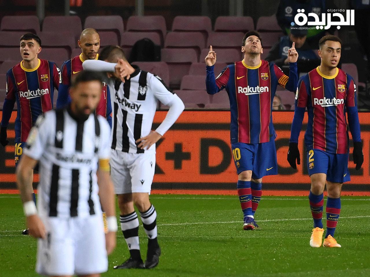 الساحر ميسي يقود برشلونة للإفلات من كمين ليفانتي