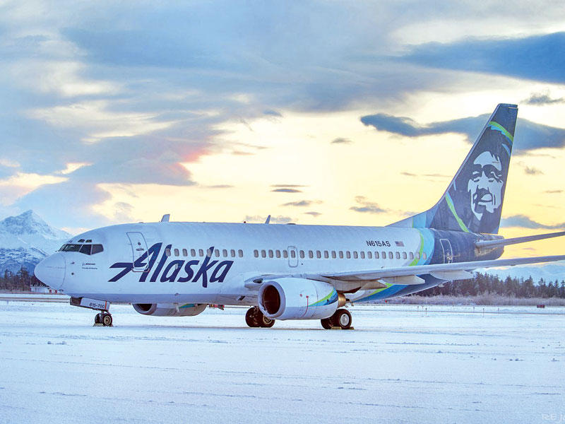 طائرة لشركة ألاسكا إيرلاينز في مطار لاس فيغاس
