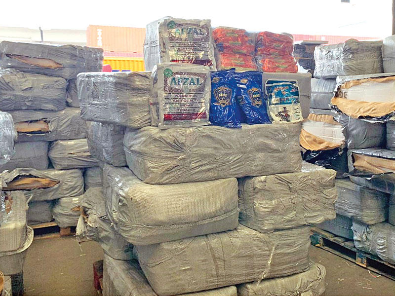 شحنة التنباك المخدر التي تم ضبطها 