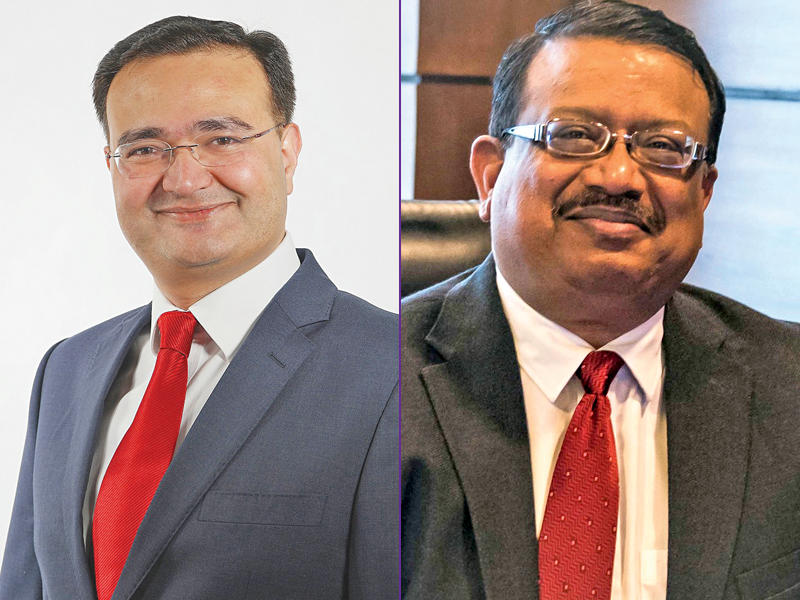 رئيس قطاع العمليات لدى «Comviva»، مانورانجان موهاباترا - رئيس قطاع التسويق لدى «Ooredoo» الكويت، تابان تريباثي