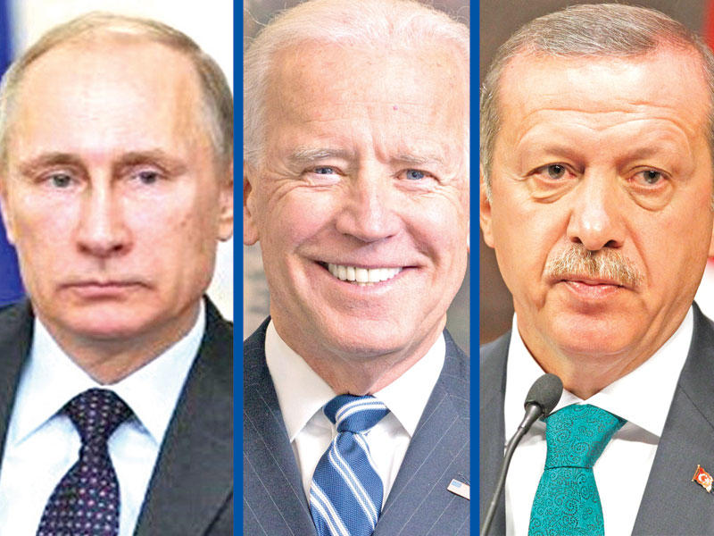 الرّئيس التّركي رجب طيب أردوغان  - الرّئيس الأمريكي المننخب جو بايدن - الرّئيس الروسي فلاديمير بوتين