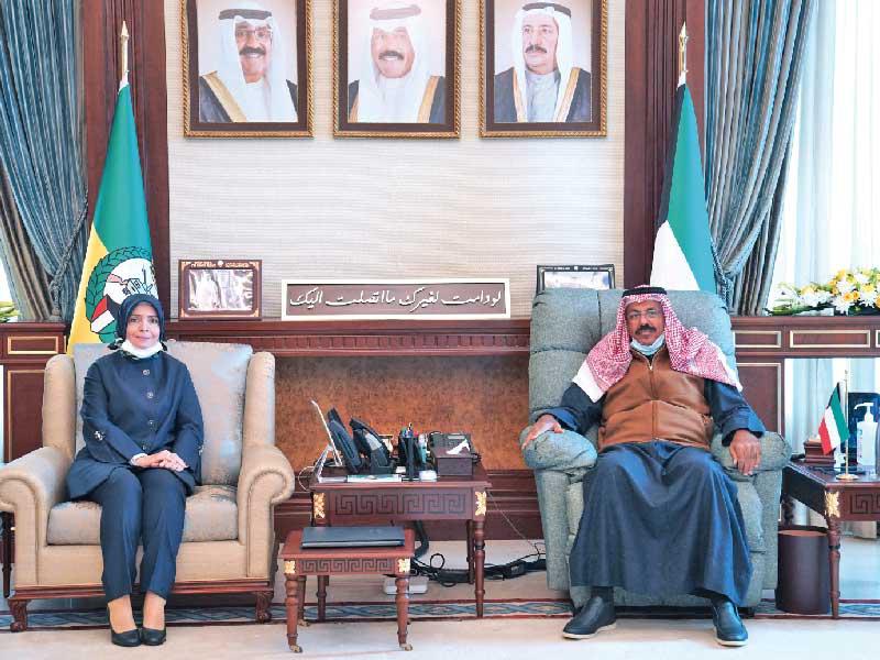 نائب رئيس الحرس الوطني الشيخ أحمد النواف مستقبلاً سفيرة تركيا أمس