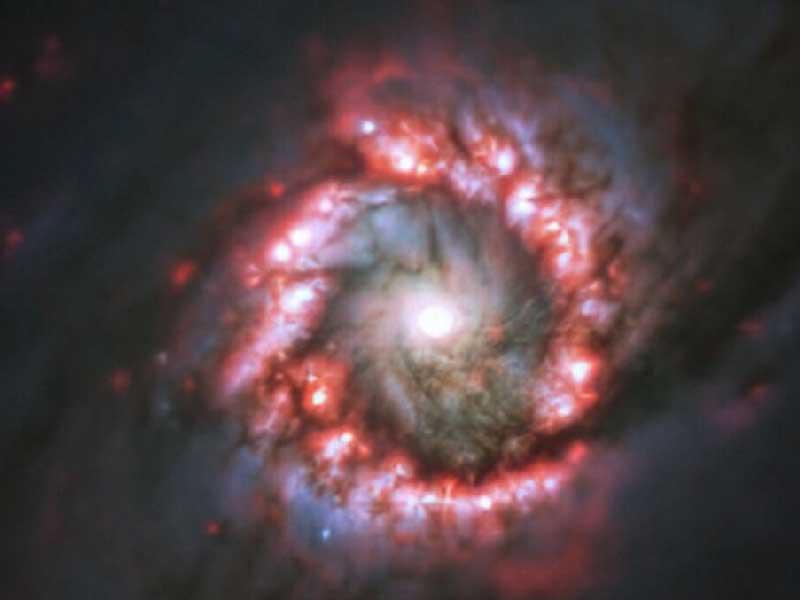 حلقة تنفجر بالنجوم تحيط بثقب أسود هائل، مثل بتلات وردة