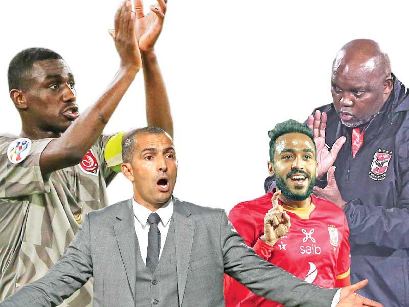 موسيماني مدرب الأهلي-كهربا نجم الاهلي-صبري لموشي مدرب الدحيل-المعز علي نجم الفريق القطري