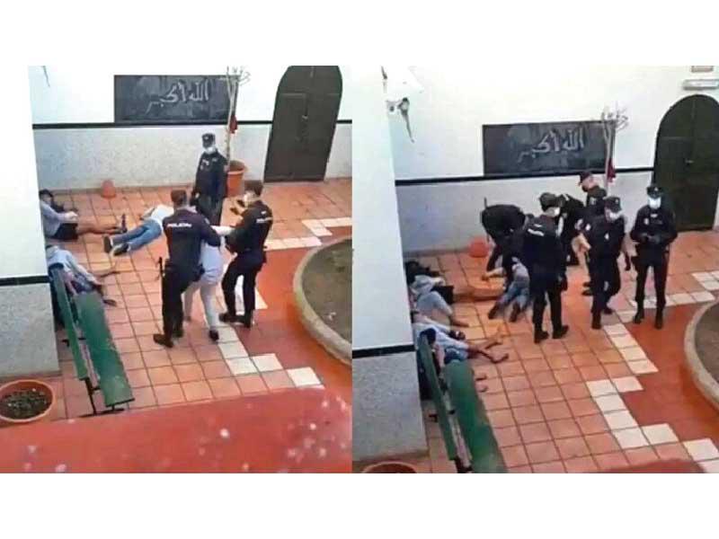 لقطة من فيديو متداول على مواقع التواصل يوثق تعرض مهاجرين قاصرين مغاربة للضرب من قبل الشرطة الإسبانية