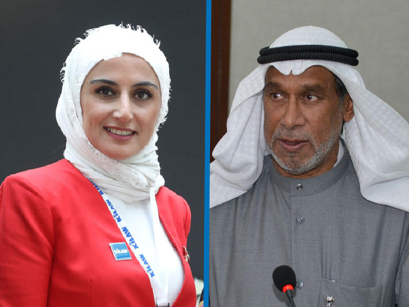 رئيس كلية القانون الكويتية العالمية، د. محمد المقاطع- مديرة التطوير الطلابي والمسابقات، رئيسة المركز الإداري والتنفيذي لمسابقة المحكمة الصورية العربية هناء الإبراهيم