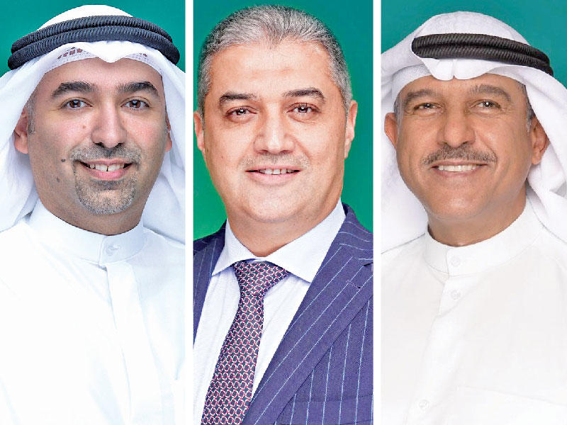 الرئيس التنفيذي للمجموعة بالتكليف في بيت التمويل الكويتي «بيتك» عبد الوهاب الرشود - رئيس المالية للمجموعة في «بيتك» شادي زهران - رئيس الاستراتيجية للمجموعة في «بيتك»  م. فهد خالد المخيزيم