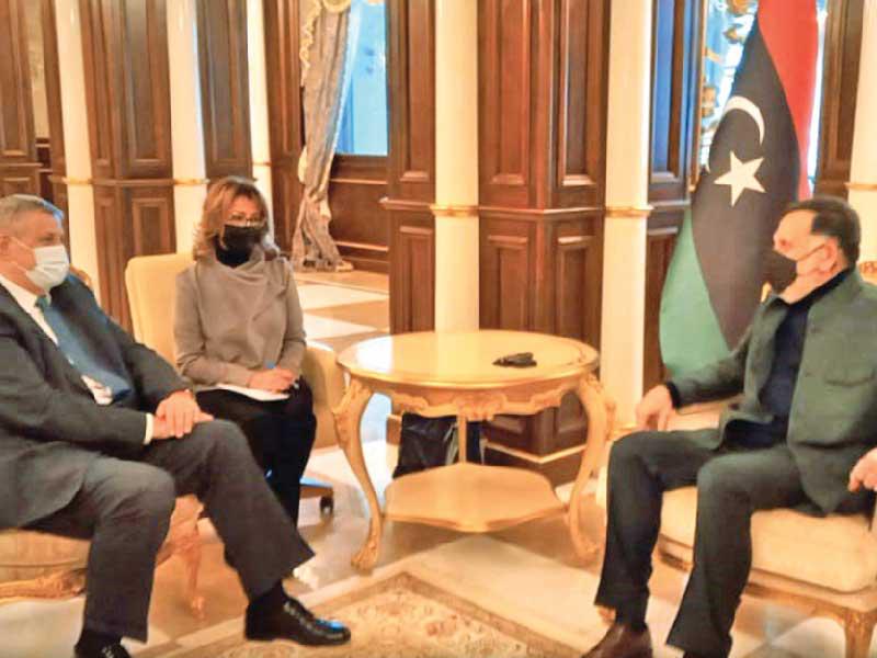 المبعوث الخاص للأمين العام للأمم المتحدة إلى ليبيا رئيس بعثة الأمم المتحدة للدعم في ليبيا يان كوبيش يلتقي برئيس المجلس الرئاسي رئيس حكومة الوفاق فايز السراج في طرابلس أمس