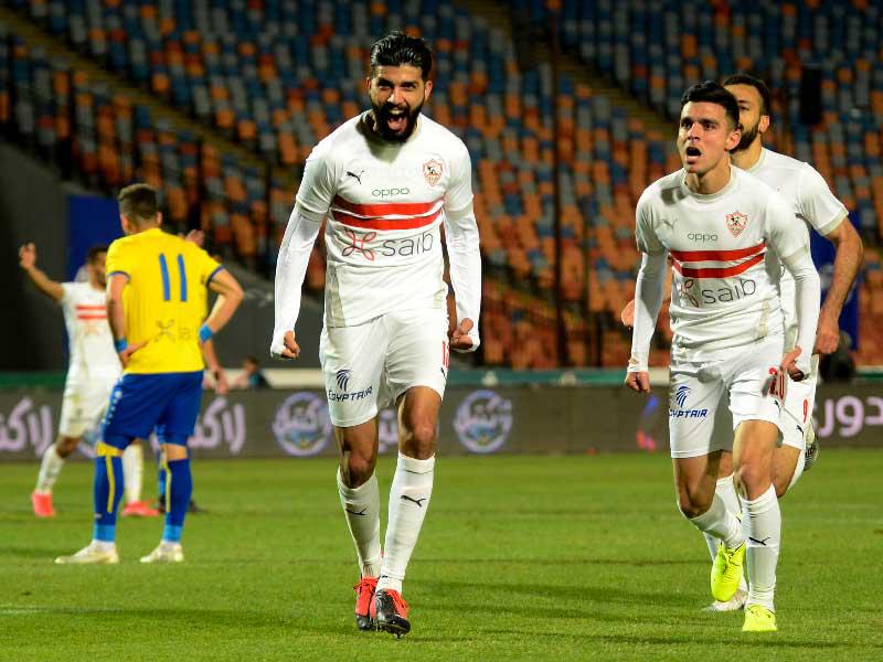 فرجاني ساسي يحتفل بتسجيله هدف الزمالك الثاني