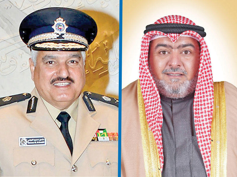 وزير الداخلية الشيخ ثامر العلي- وكيل وزارة الداخلية المساعد لشؤون أمن المنافذ اللواء منصور العوضي