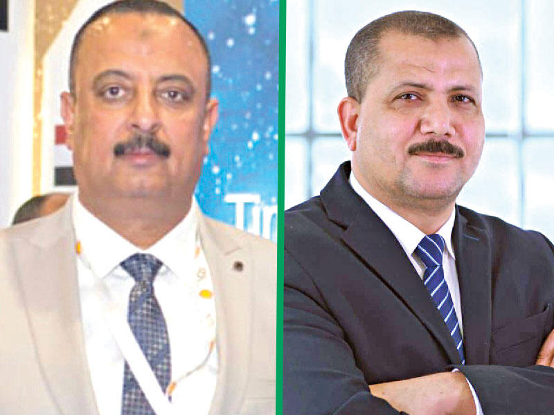 رئيس مجلس إدارة «الحفر المصرية» (EDC)، المهندس أسامة كامل - المدير العام لشركة المصافي الهندسية والاستشاري لـ«الحفر» المهندس سيد مصطفى 