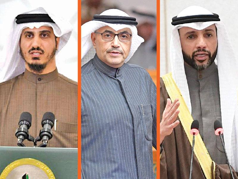 رئيس مجلس الأمة مرزوق الغانم والنائبان محمد المطير وبدر الداهوم