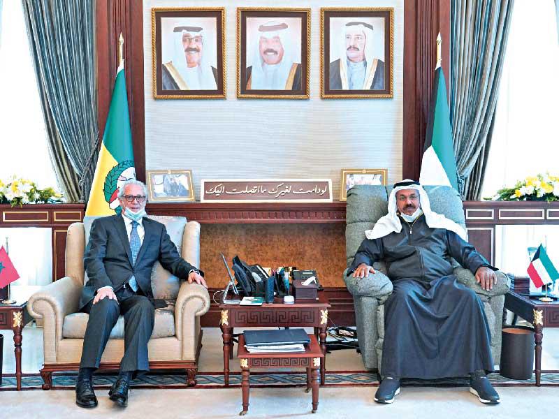  نائب رئيس الحرس الوطني الفريق أول متقاعد الشيخ أحمد النواف  مستقبلا سفير المغرب