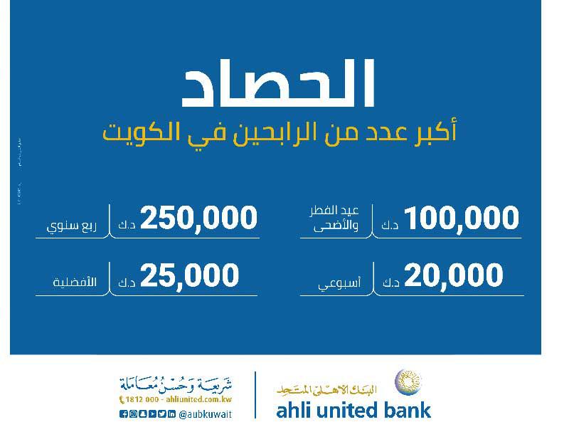 البنك الأهلي المتحد يجري السحب الأسبوعي و«الأفضلية» لـ «الحصاد»