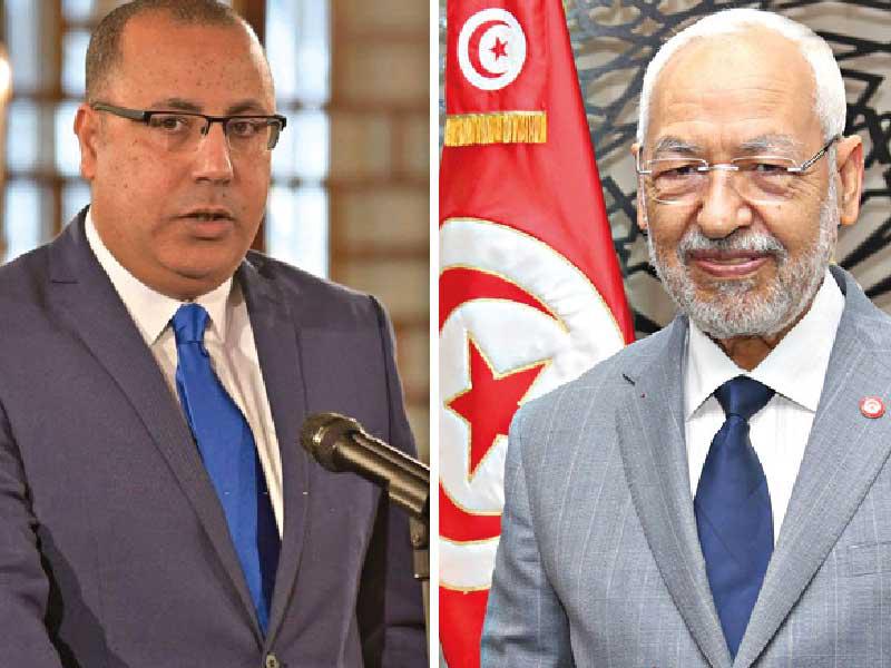 رئيس البرلمان التونسي راشد الغنوشي - رئيس الحكومة التونسي هشام المشيشي 