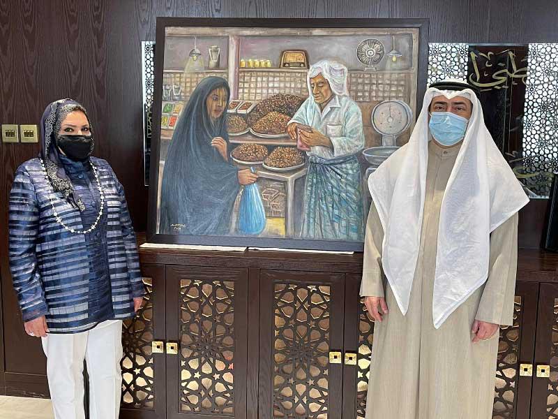 الأمين العام للمجلس الوطني للثقافة والفنون والآداب كامل العبدالجليل والفنانة ابتسام العصفور