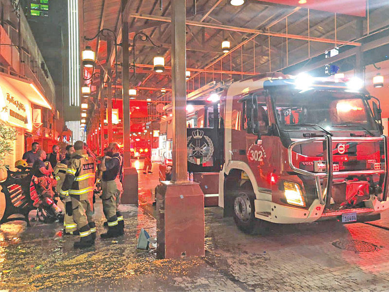 رجال الإطفاء خلال إخماد الحريق