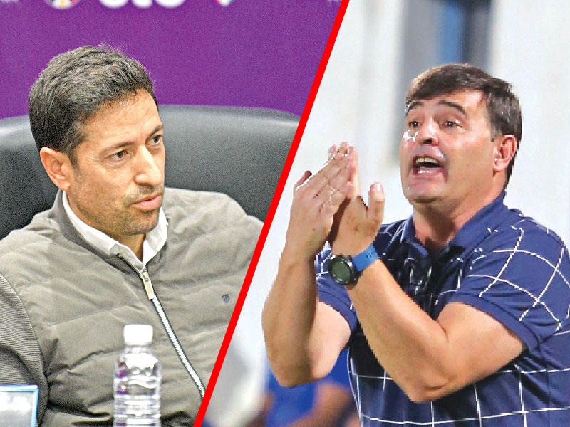 مدرب الفريق الأول لكرة القدم بنادي كاظمة، الإسباني بيانكي- مدرب فريق القادسية لكرة القدم، الإسباني بابلو فرانكو