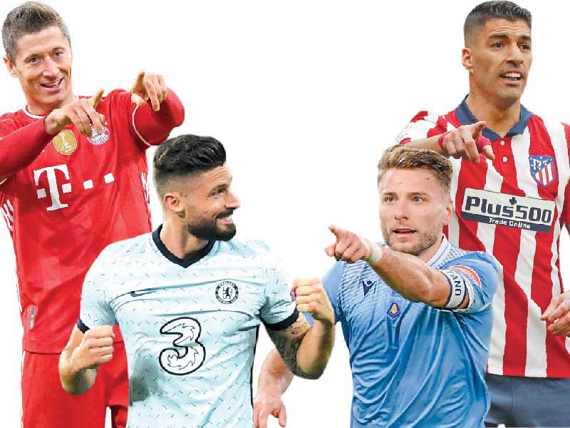 سواريز نجم أتلتيكو مدريد-إيموبيلي نجم لاتسيو-ليفاندوفسكي نجم بايرن-جيرو نجم تشلسي