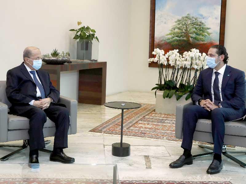 الرئيس اللبناني ميشال عون ورئيس الحكومة المكلف سعد الحريري 
