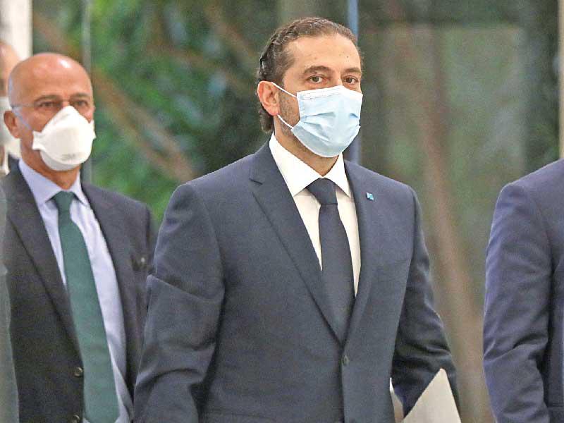 الحريري لدى وصوله إلى القصر الجمهوري للقاء عون امس (ا ف ب)