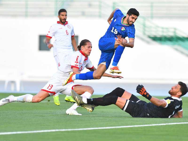 الخالدي يسجل هدف التقدم في مباراة الأزرق مع لبنان أمس