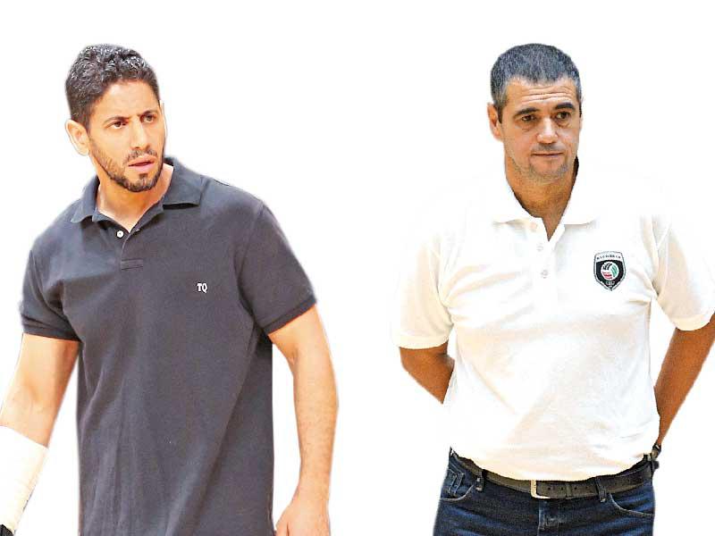 نضال بن عبدالكريم مدرب اليرموك-طلال القلاف مدرب سلة برقان