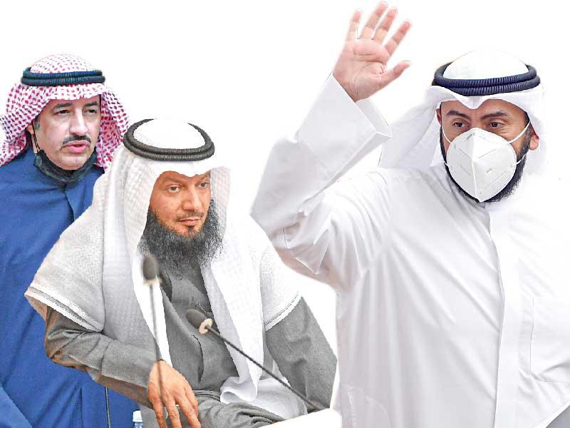 وزير الصحة الشيخ د.باسل الصباح - النائبان د. أحمد مطيع وسعود بوصليب 