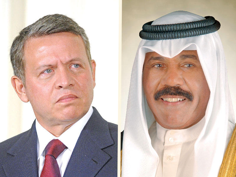 سمو أمير البلاد الشيخ نواف الأحمد - العاهل الأردني الملك عبدالله الثاني بن الحسين