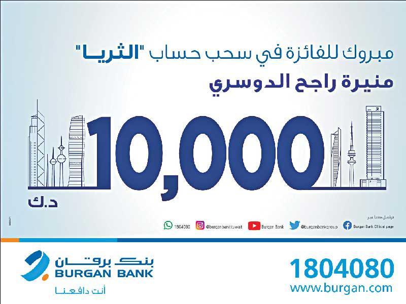 بنك برقان يعلن الفائز في سحب «الثريا للراتب»