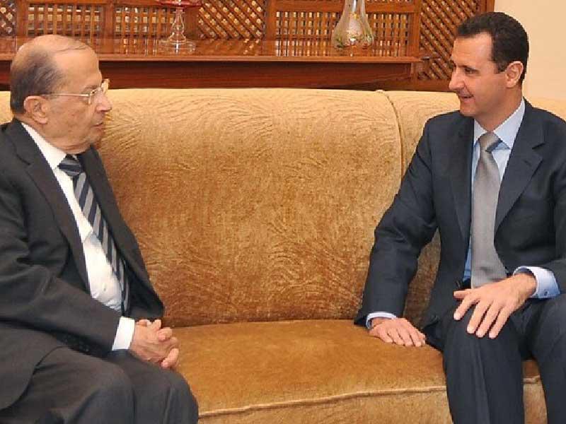 الرئيس السوري بشار الأسد مع الرئيس اللبناني ميشال عون 