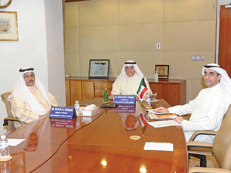 رئيس غرفة تجارة وصناعة الكويت، محمد جاسم الصقر مترئساً الجانب الكويتي خلال الاجتماع