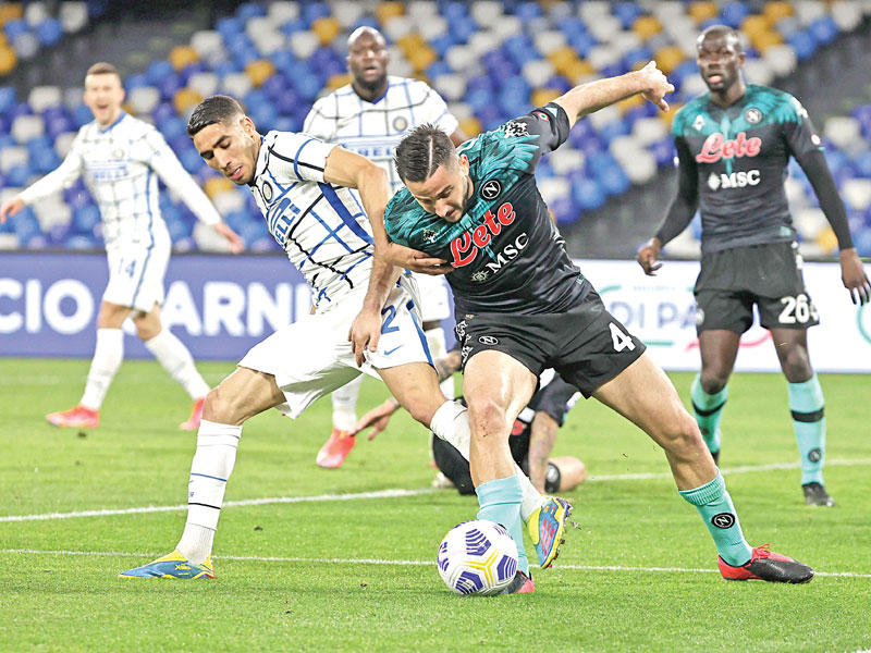 جانب من مباراة انتر ميلان ونابولي