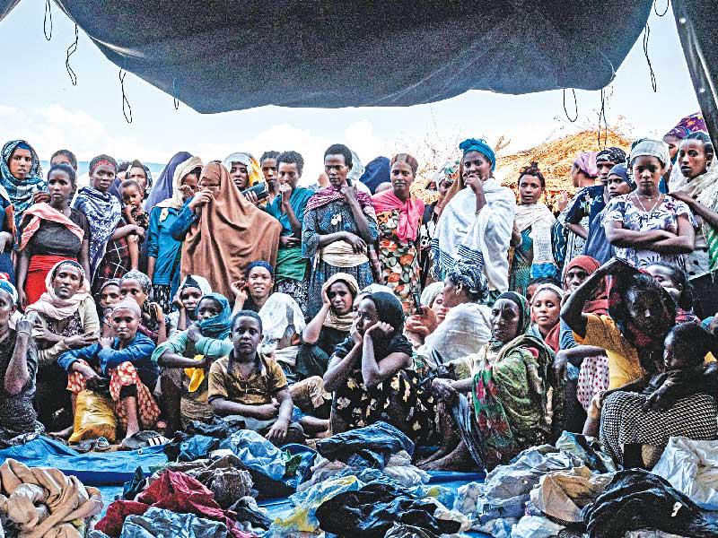 لاجئون إثيوبيون فارون من تيغراي  (أ ف ب)