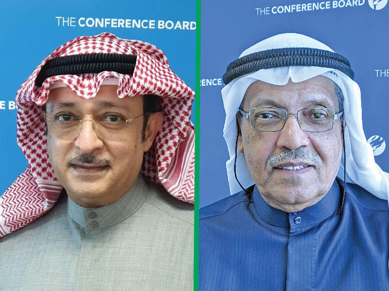 رئيس المجلس الاستشاري لمركز ذا كونفرنس بورد الخليج هشام الرزوقي - المدير التنفيذي لمركز ذا كونفرنس بورد الخليج د. مهدي الجزاف
