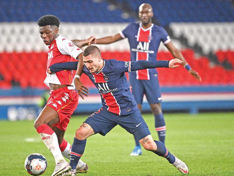 جانب من مباراة سابقة بين باريس سان جرمان وموناكو