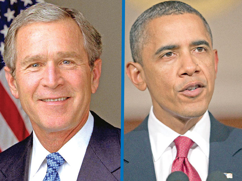 الرئيس باراك أوباما - الرئيس جورج بوش الابن 
