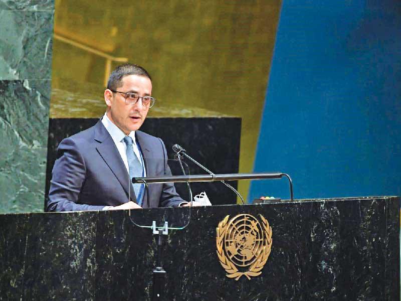  وزير الخارجية وزير الدولة لشؤون مجلس الوزراء الشيخ د. أحمد الناصر يلقي كلمة الكويت في الدورة الـ75 للجمعية العامة للأمم المتحدة